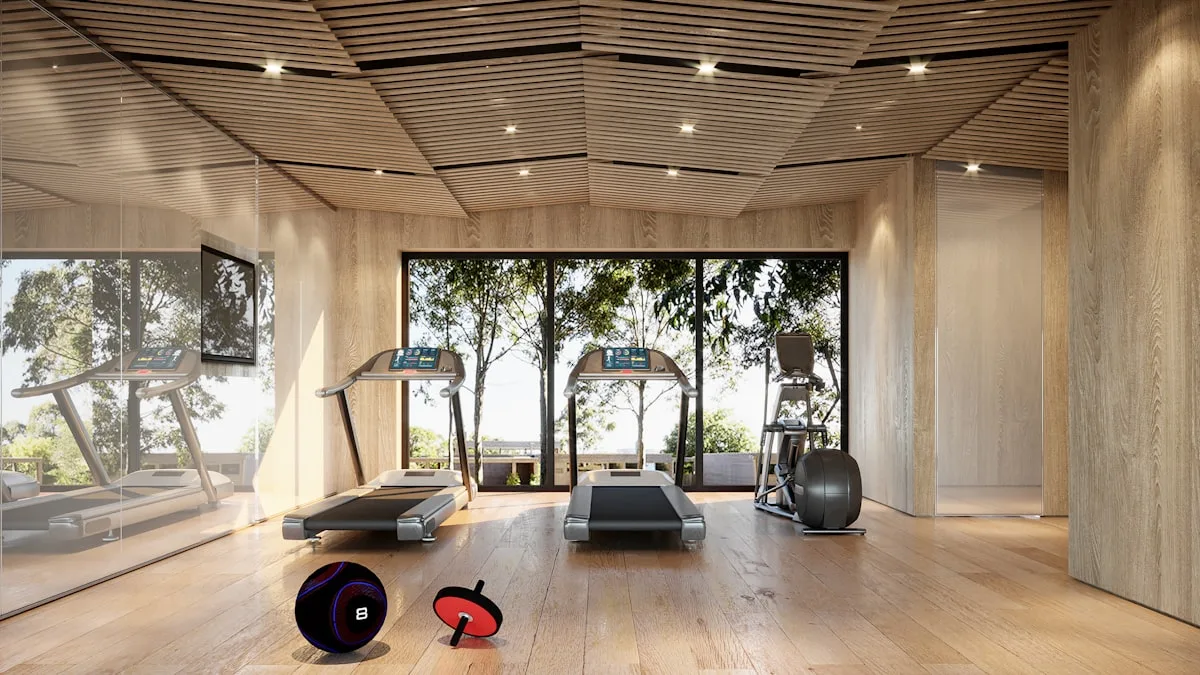 Een lichte trainingszaal, klaar voor de dag