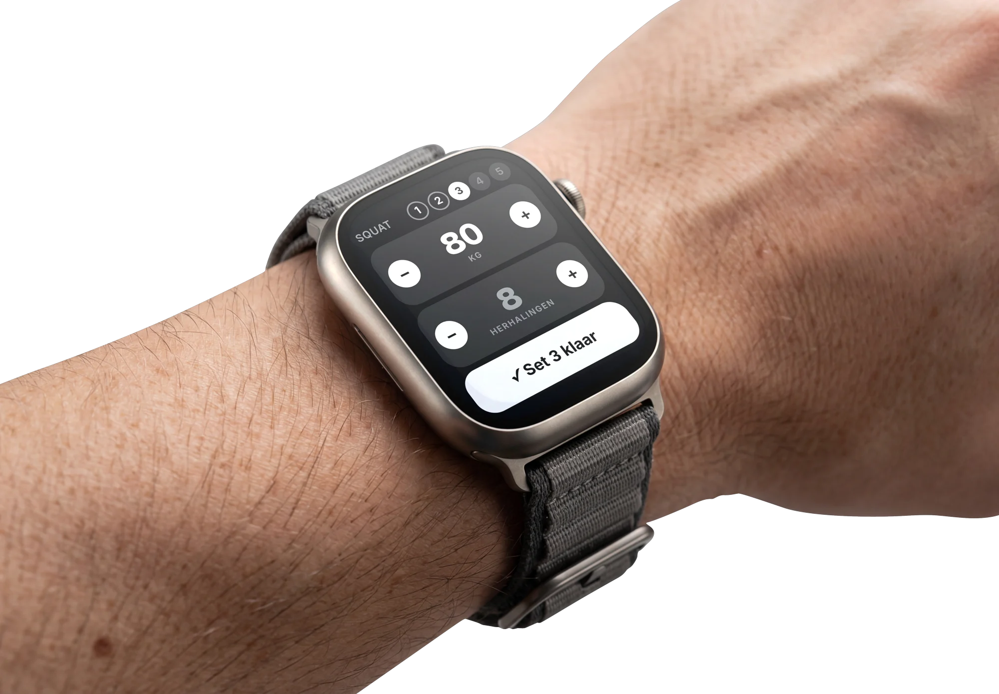 Een set bijhouden op de Apple Watch