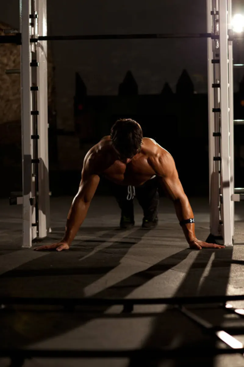 Brede push-up, beginpositie