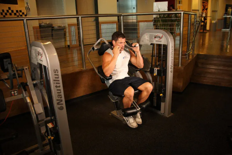 Crunch machine, eindpositie
