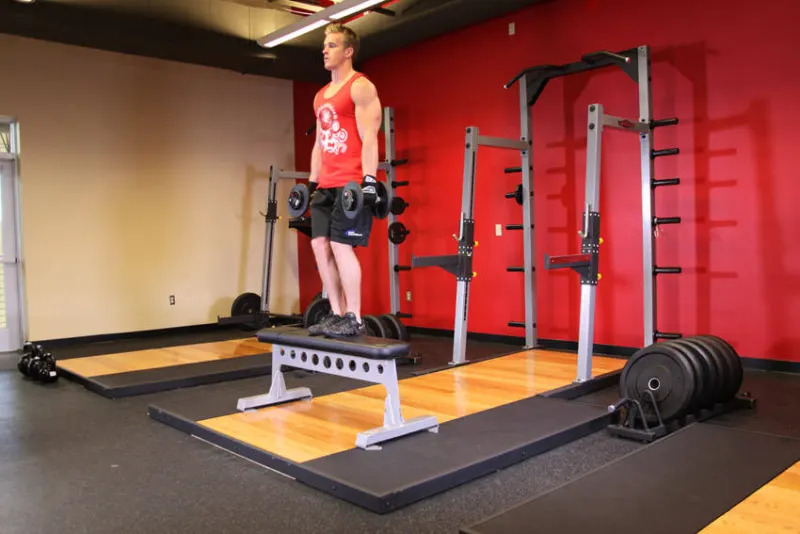 Step-ups met dumbbells, beginpositie
