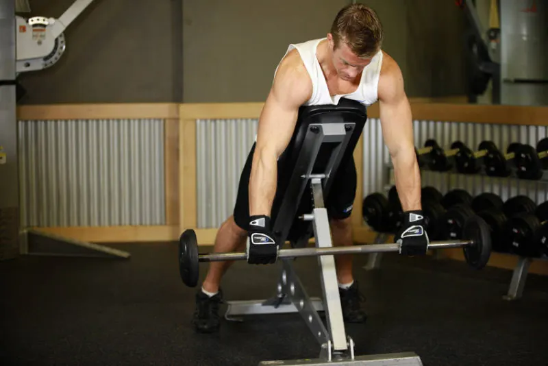 Incline bench pull met dumbbells